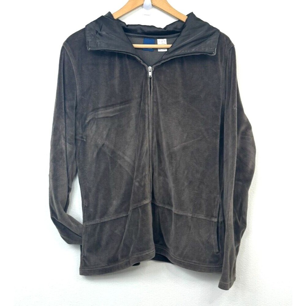 Reebok Y2K Vintage Brown Gray Velvet Velour Velvet Tracksuit Jacket Women's XL